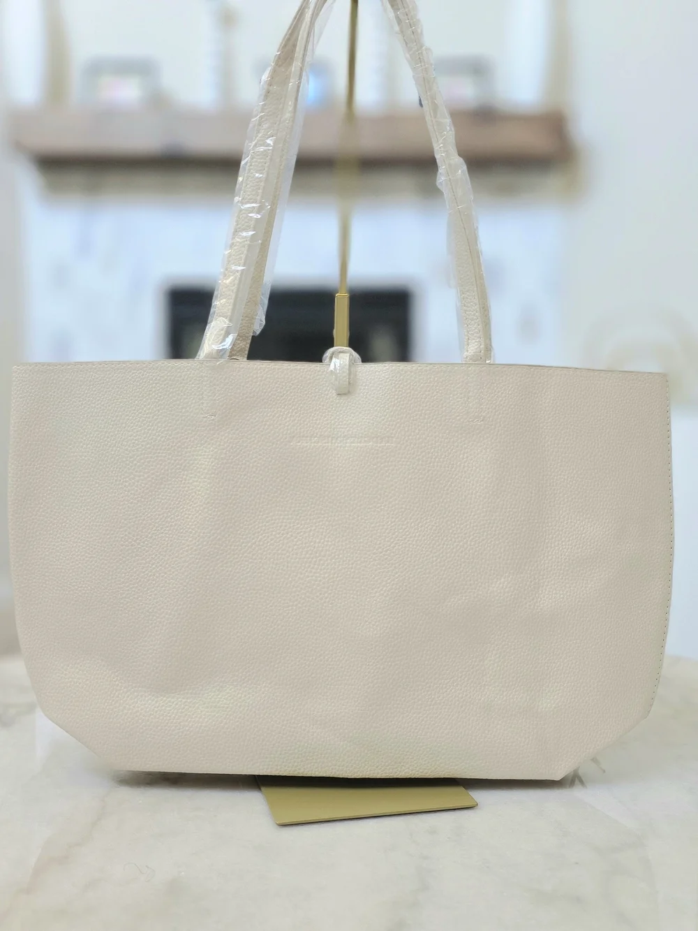 Badgley Mischka Decorative Chain Tote in Off-White